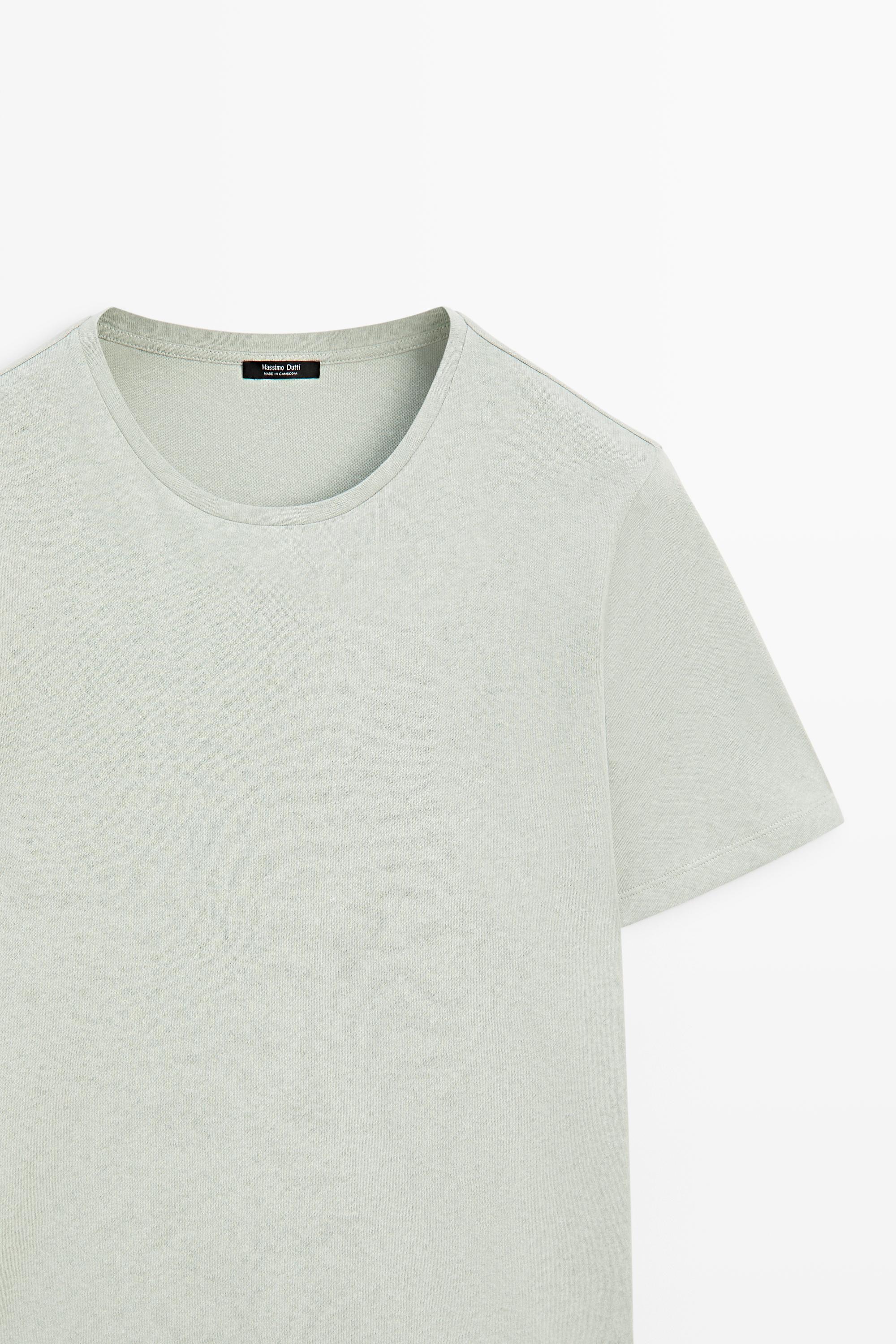 T-shirt à manches courtes en lin et coton